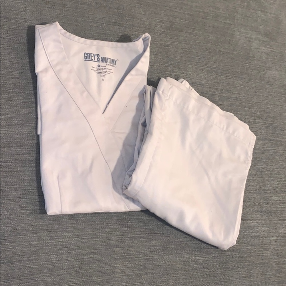 Cream Scrub Top and Bottom